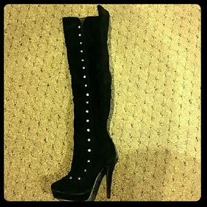 thigh high black boots